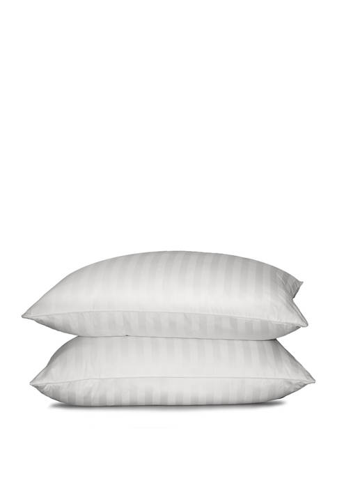 Supreme 350 Thread Count Damask Stripe White Down Pillow