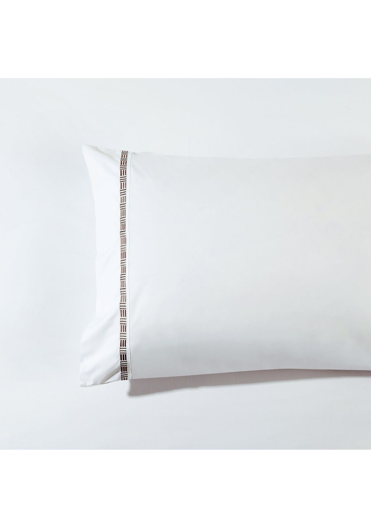 TENCEL™ Lyocell  and Cotton Blend White Cal King Sheet Set with Taupe Embroidery