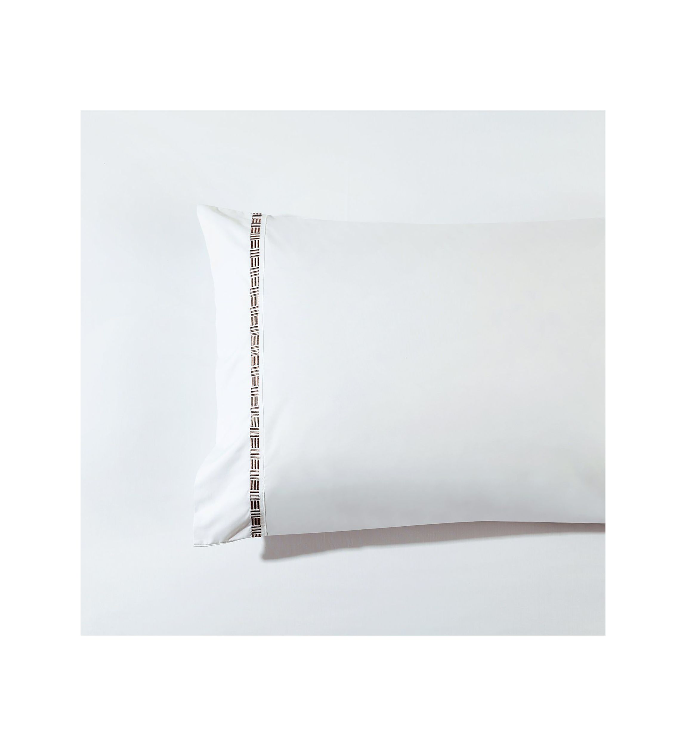 TENCEL™ Lyocell  and Cotton Blend White Cal King Sheet Set with Taupe Embroidery