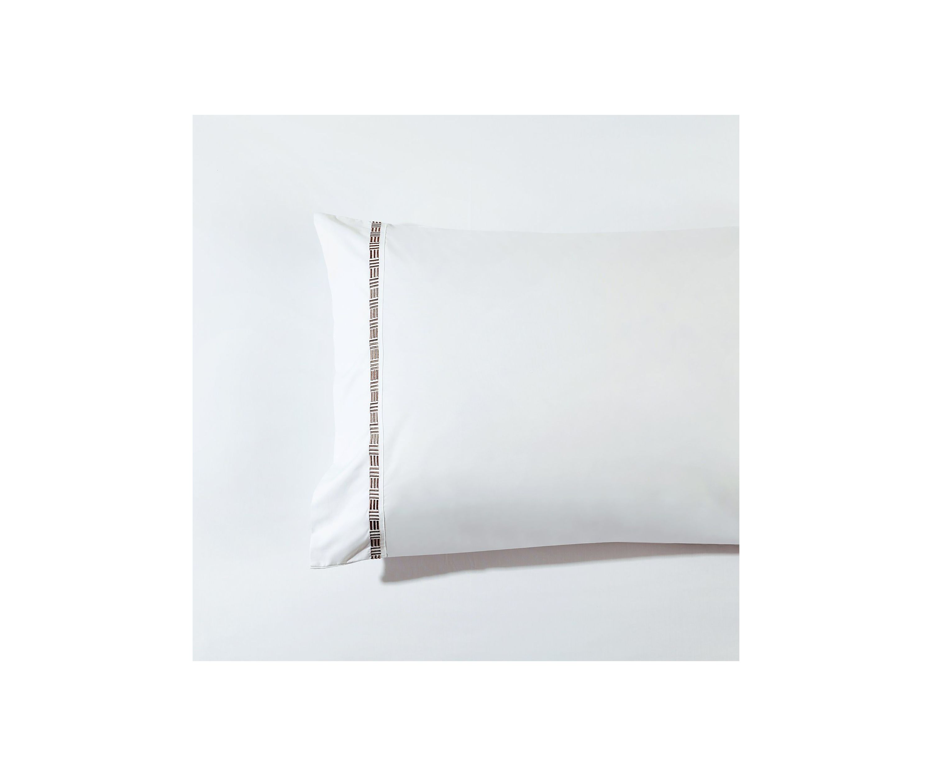 TENCEL™ Lyocell  and Cotton Blend White Cal King Sheet Set with Taupe Embroidery