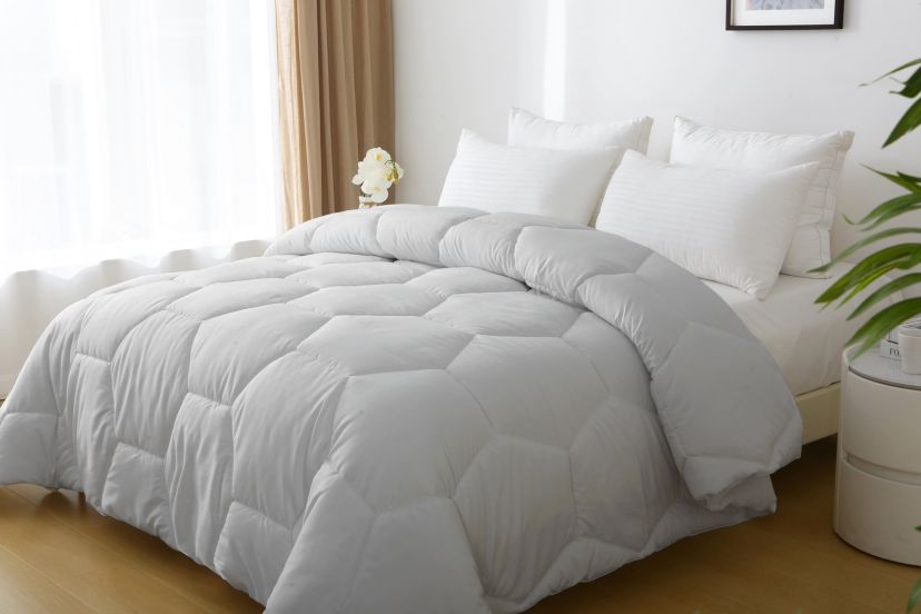 Better Style Home Oversized Microfiber Honeycomb Comforter Insert Queen Size in Dewkist