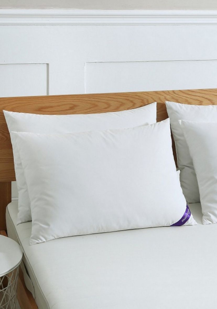 Set of 4 Cotton Silver Duck Feather Pillows