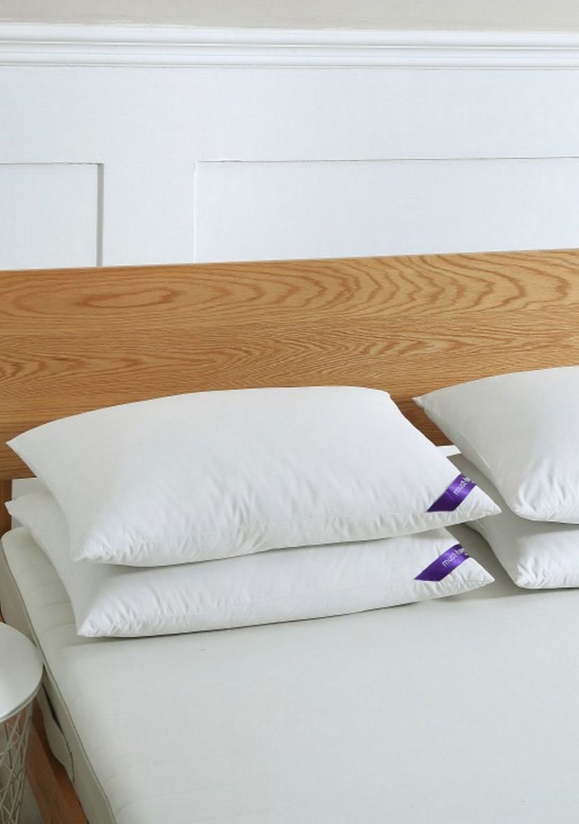 Set of 4 Cotton Silver Duck Feather Pillows