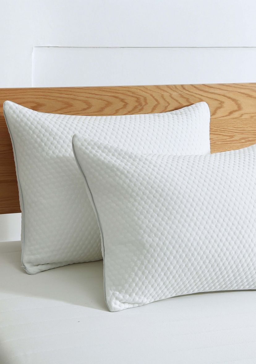 Cooling Knit Bed Pillow with Nano Feather Fill and Removable Cover 