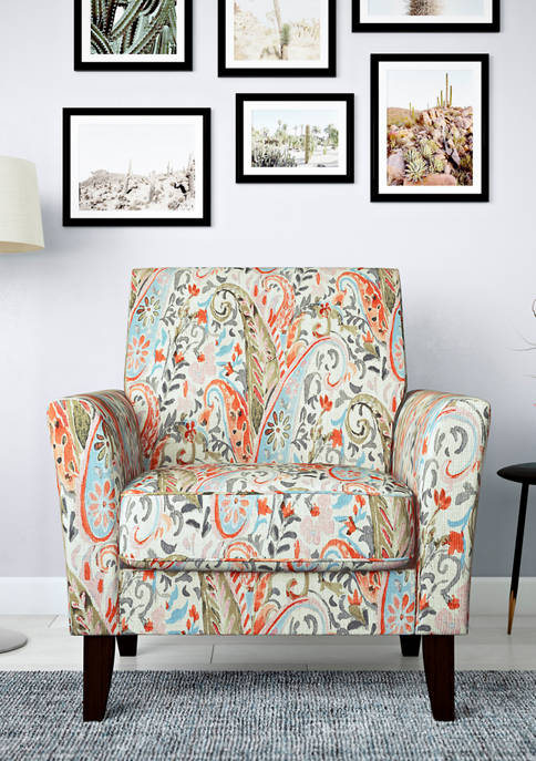Handy Living Transitional Flared Armchair in Multi-Paisley