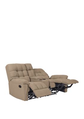 Prolounger tufted recliner loveseat with power storage discount console