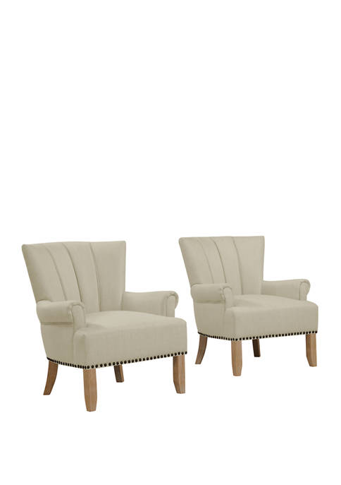 Set of 2 Munrow Rolled Arm Chairs in Performance Fabric