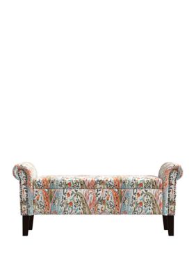 Handy Living Rolled Arm Bench Storage Ottoman In Multi Mango Paisley Belk