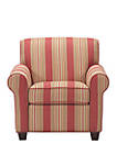 Winnetka Arm Chair and Ottoman Crimson Stripe