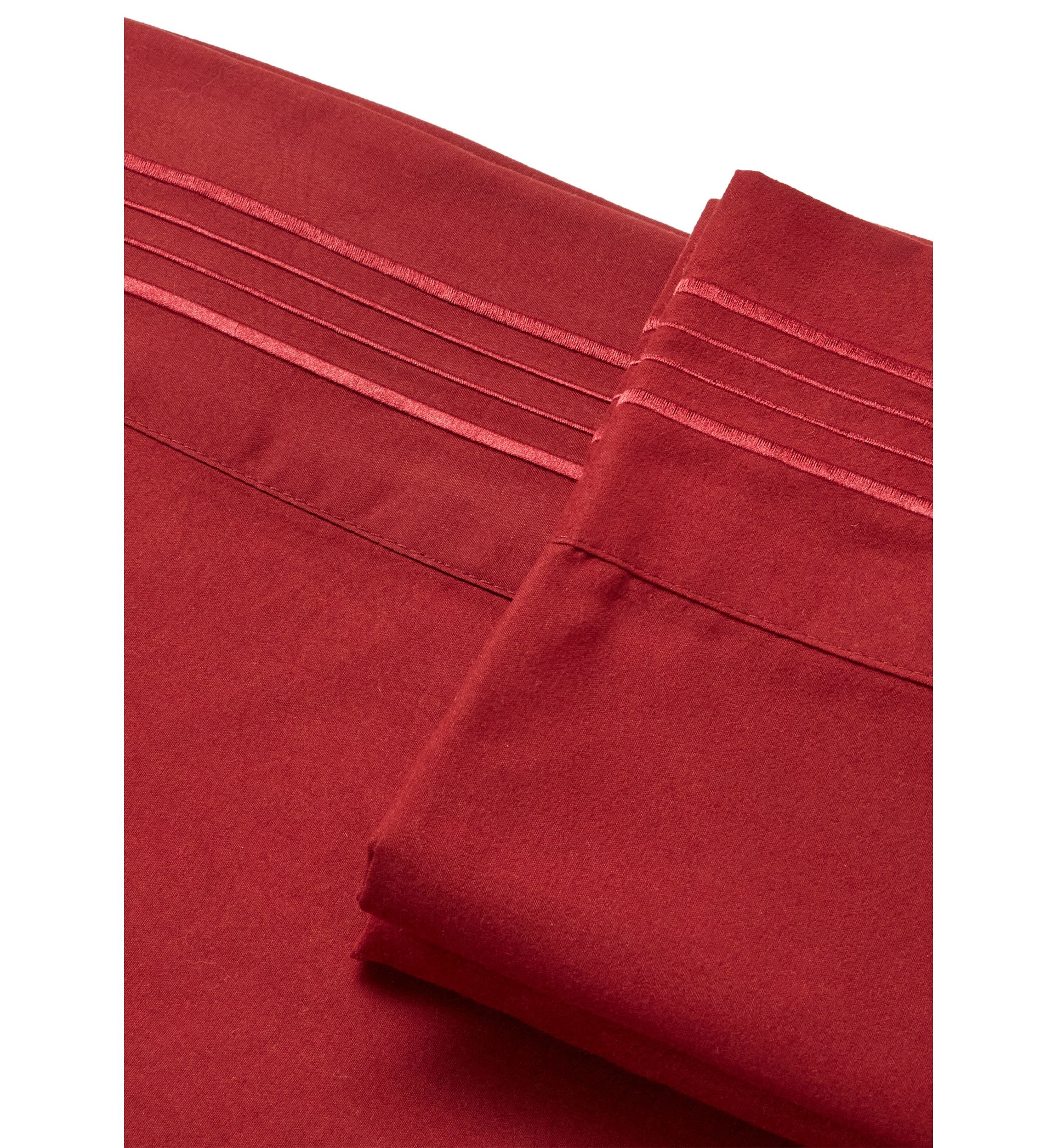 1800 Thread Count Brushed Microfiber Sheet Set with 4 Line Embroidery