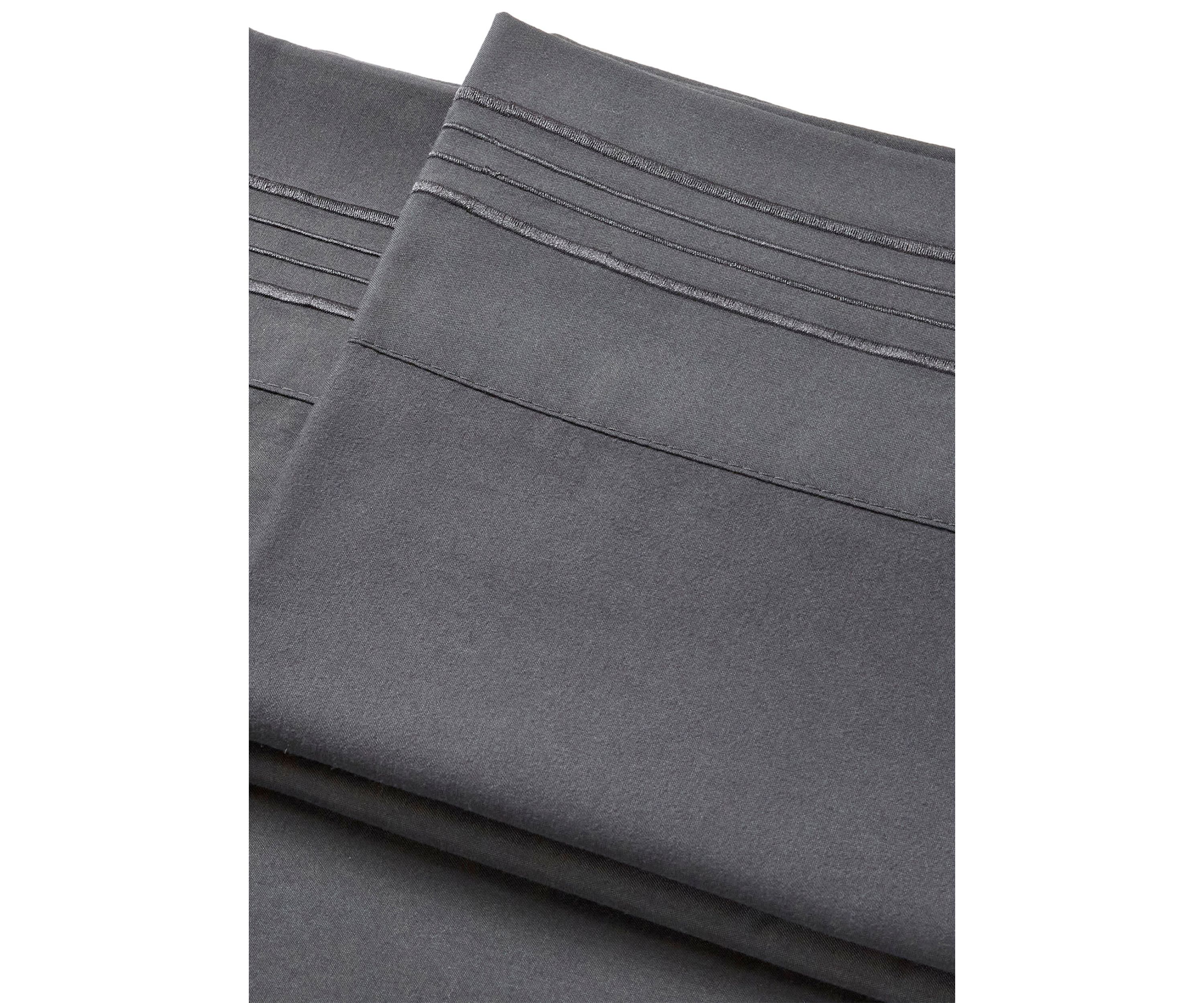 1800 Thread Count Brushed Microfiber Standard Pillowcase (2-Piece Set) with 4 Line Embroidery