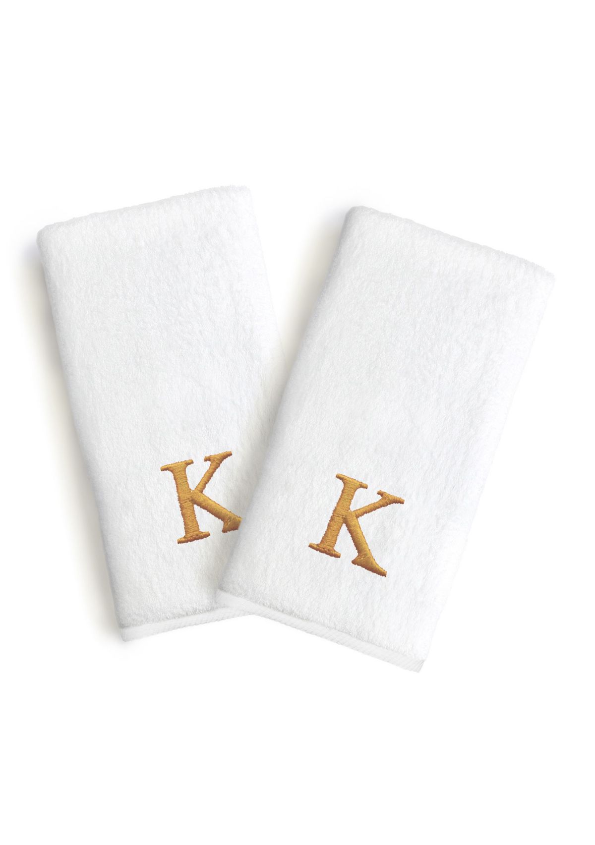 Personalized Novelty Hand Towels (Set of 2) in Gold Bookman Font