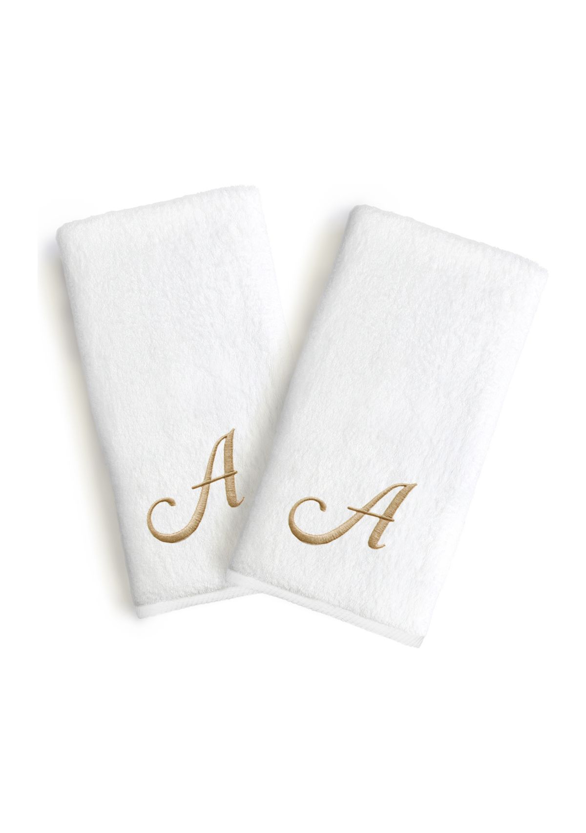 Personalized Novelty Hand Towels (Set of 2) in Gold Linum Font