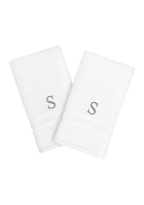 Linum Home Textiles Personalized Denzi Hand Towels (Set of 2) in Silver Font