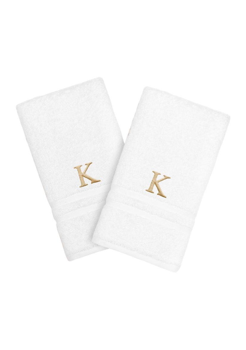 Personalized Denzi Hand Towels (Set of 2) in Gold Font