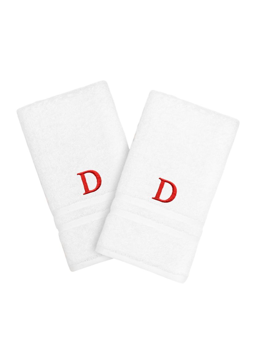 Personalized Denzi Hand Towels (Set of 2) in Red Font