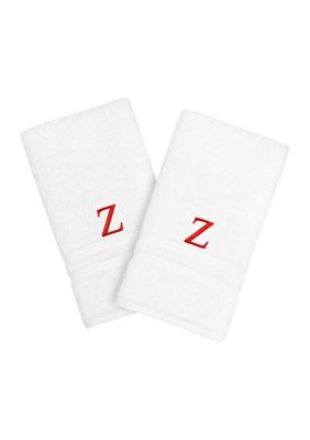 Personalized Denzi Hand Towels (Set of 2) in Red Font
