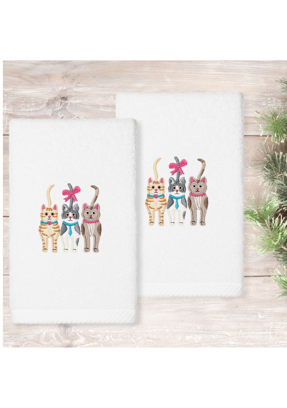 CATS - Embroidered Hand Towels (Set of 2)