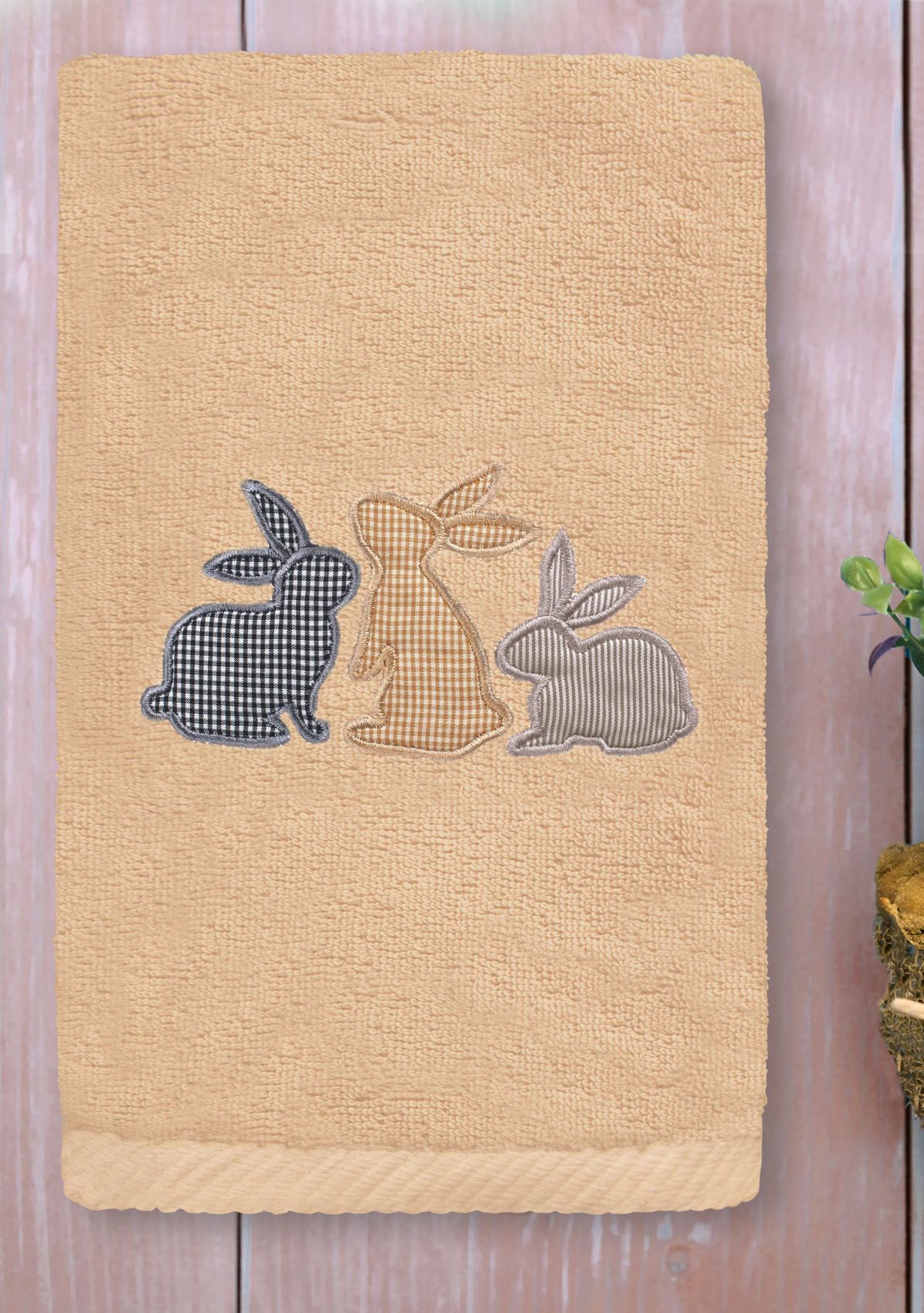 Bunny Row - Embroidered Hand Towel