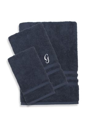 Linum Home Textiles 3PC Denzi Towel Set, Navy Blue
