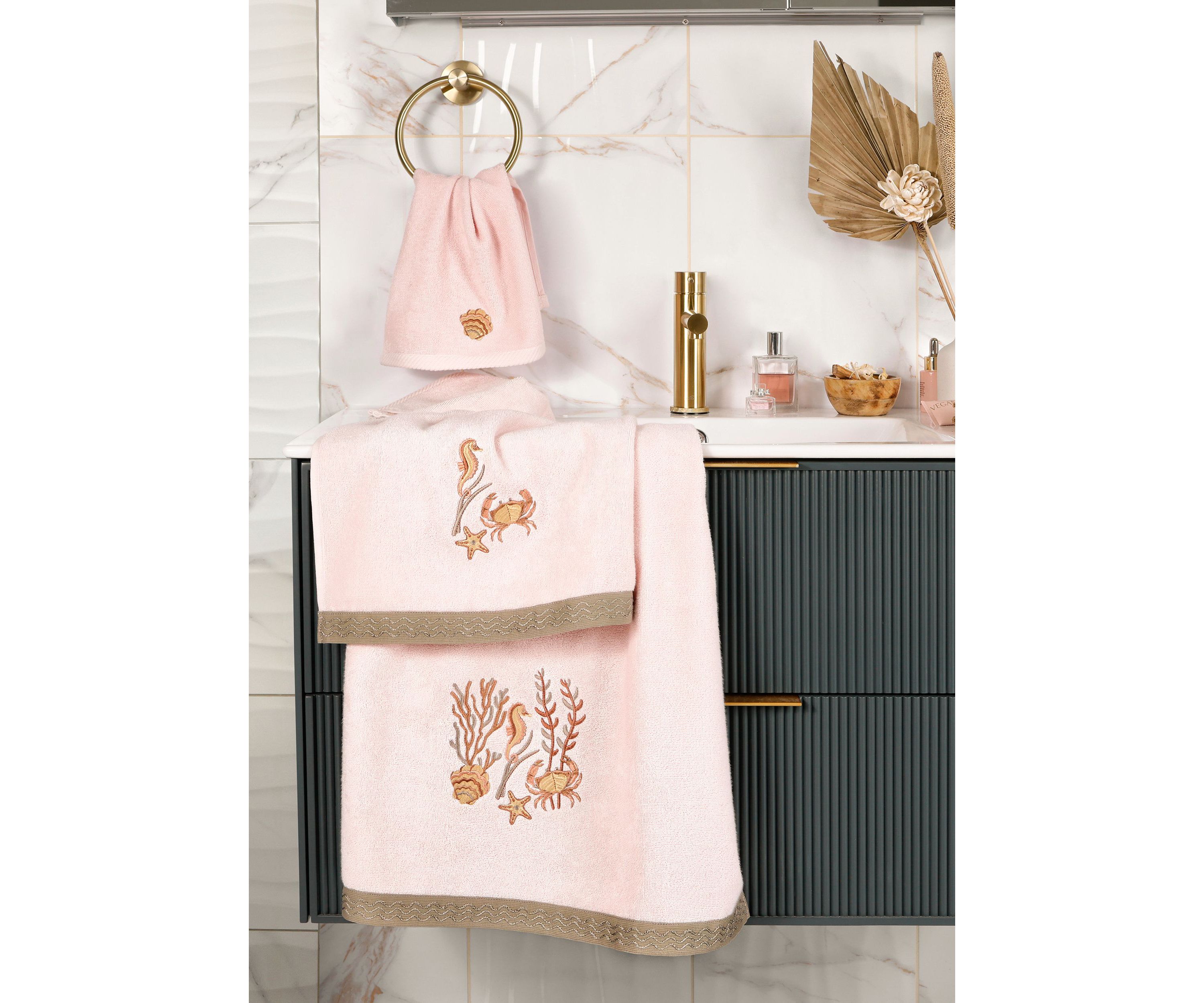 AARON 2PC Embellished Hand Towel Set