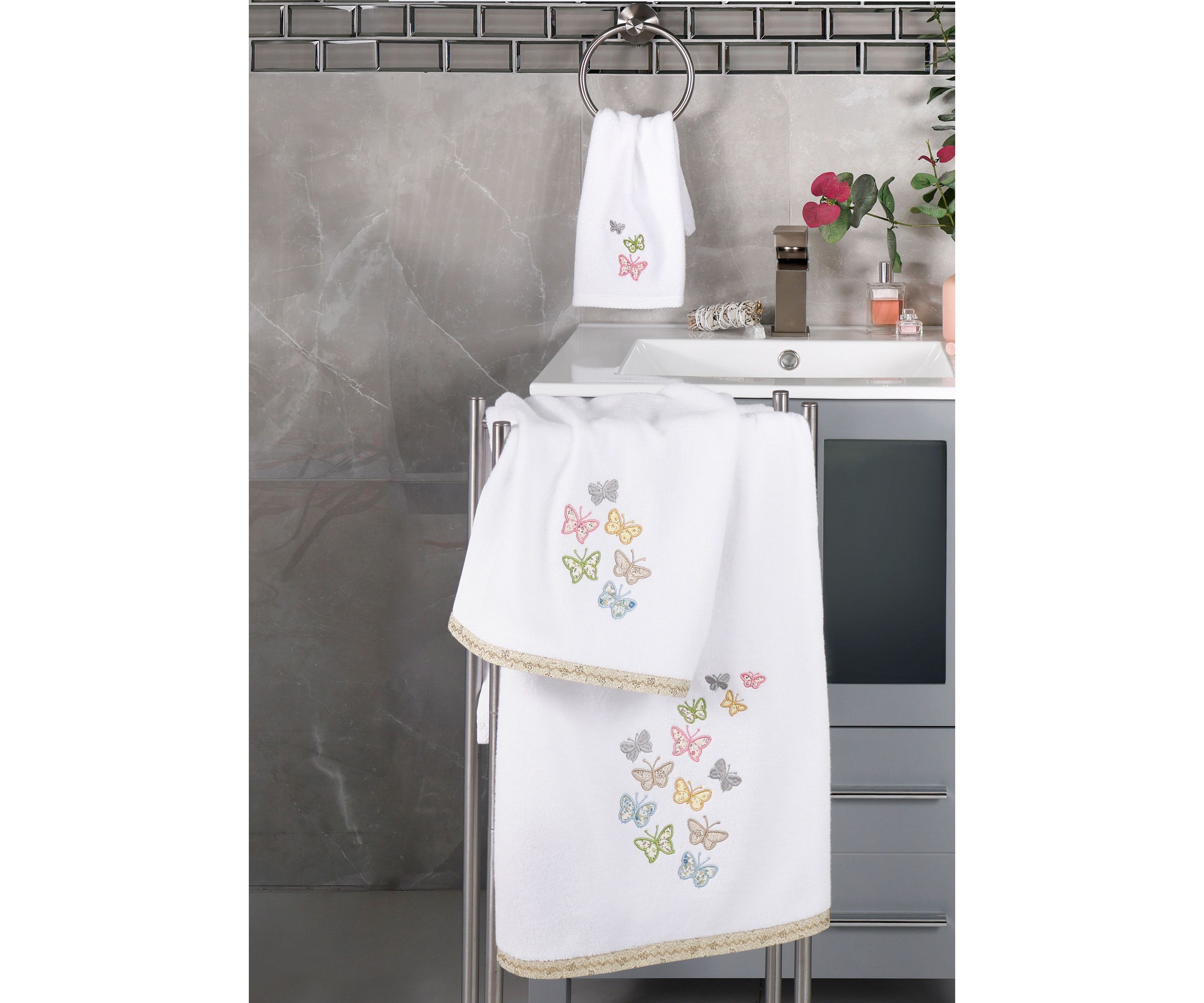 MARIPOSA 2PC Embellished Hand Towel Set