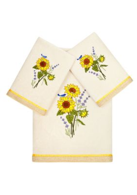 Linum Home Textiles GIRASOL 3PC Embellished Towel Set, Beige