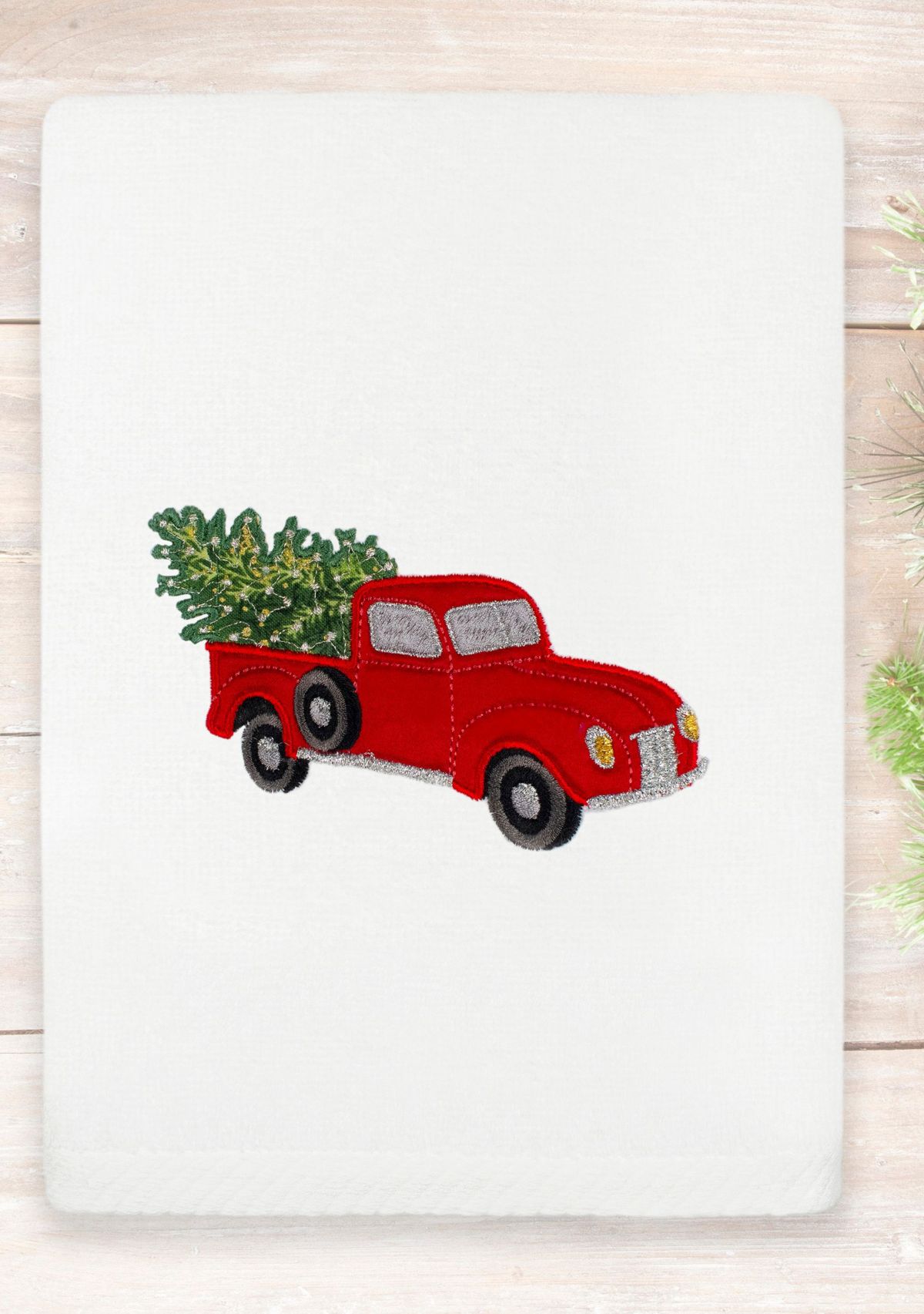 Christmas Truck Embroidered Hand Towel