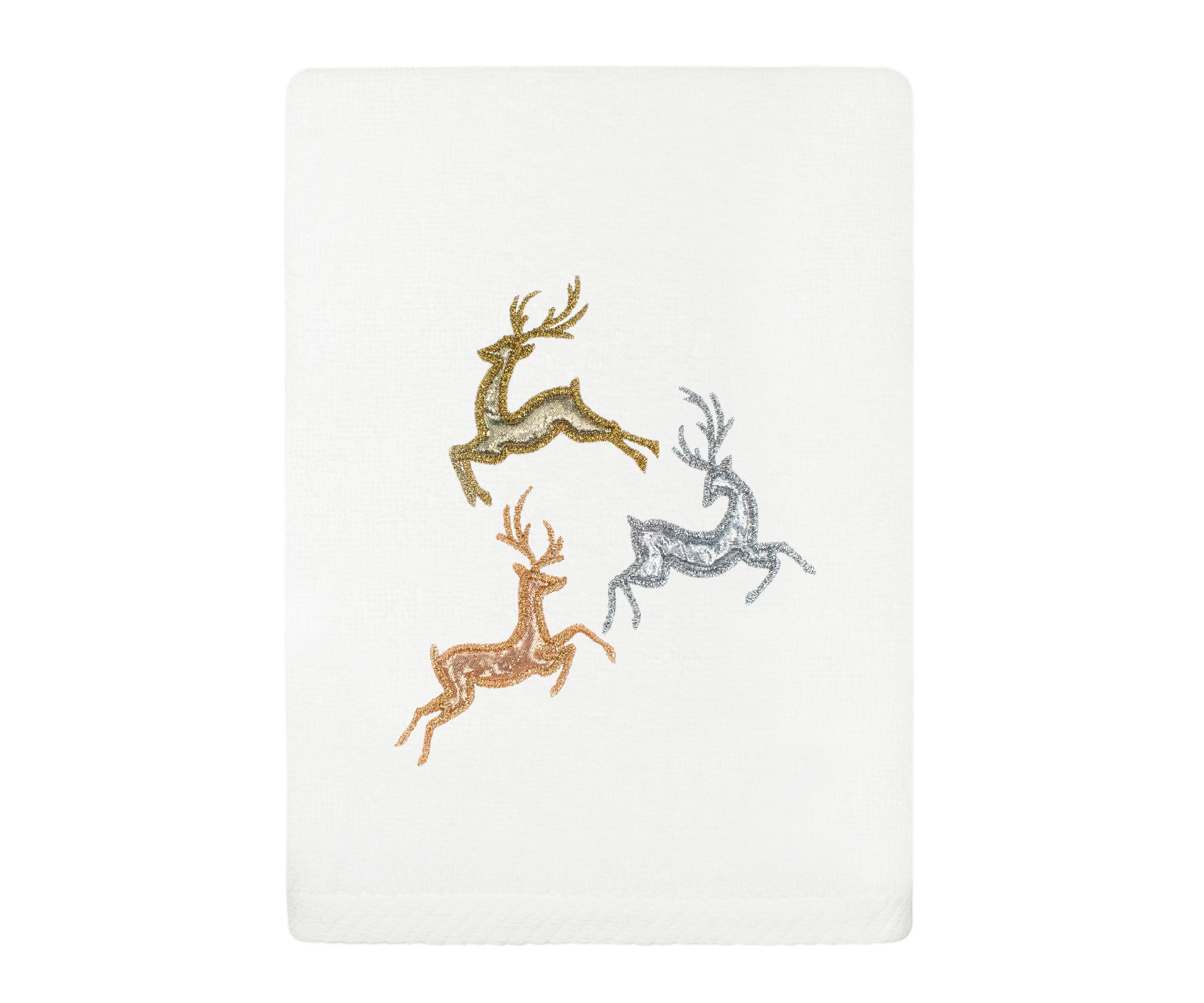Christmas LEAPING DEER Embroidered Hand Towel
