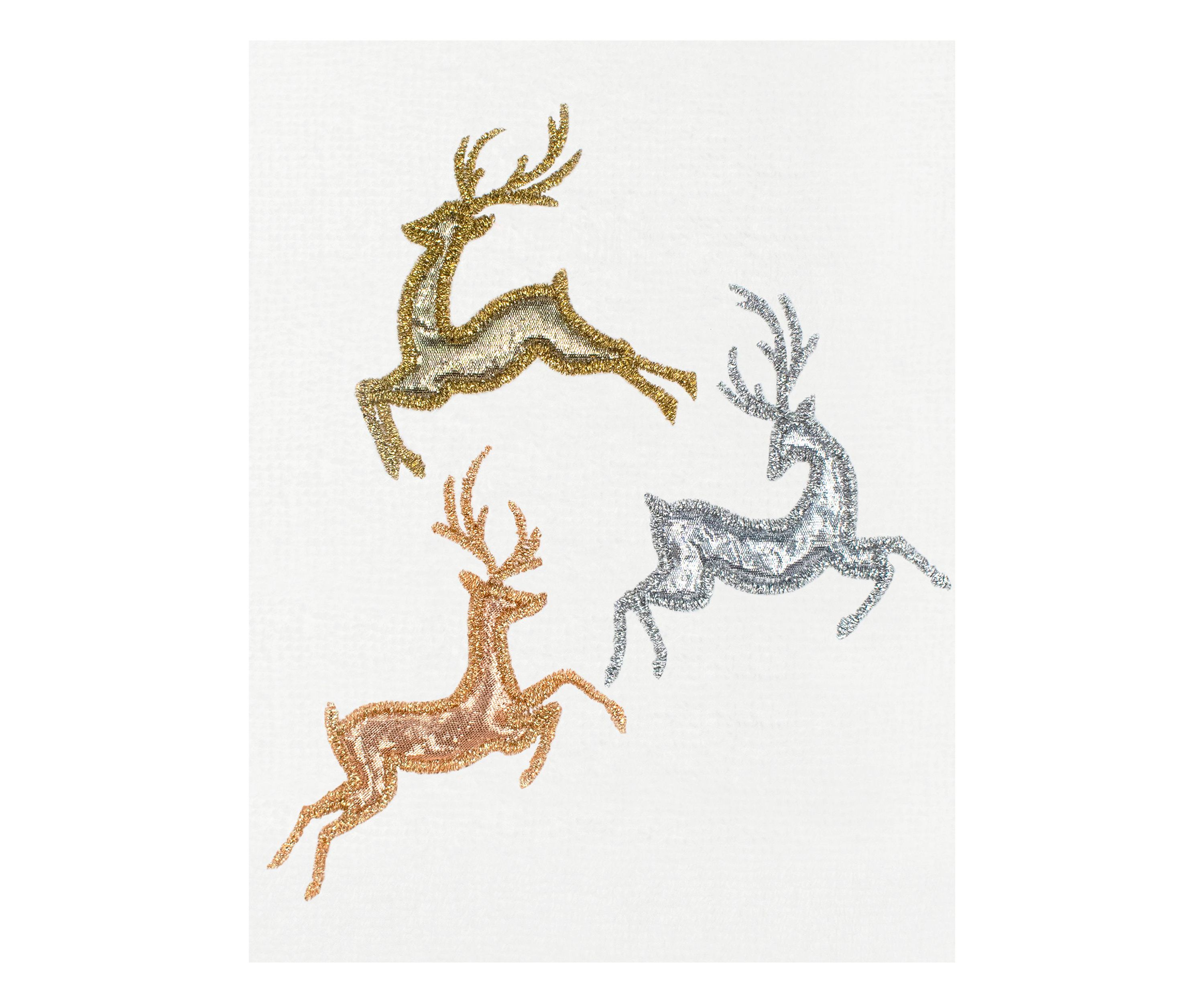 Christmas LEAPING DEER Embroidered Hand Towel