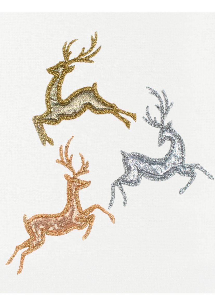 Christmas LEAPING DEER Embroidered Hand Towel