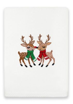 Linum Home Textiles Christmas KISSES Embroidered Hand Towel