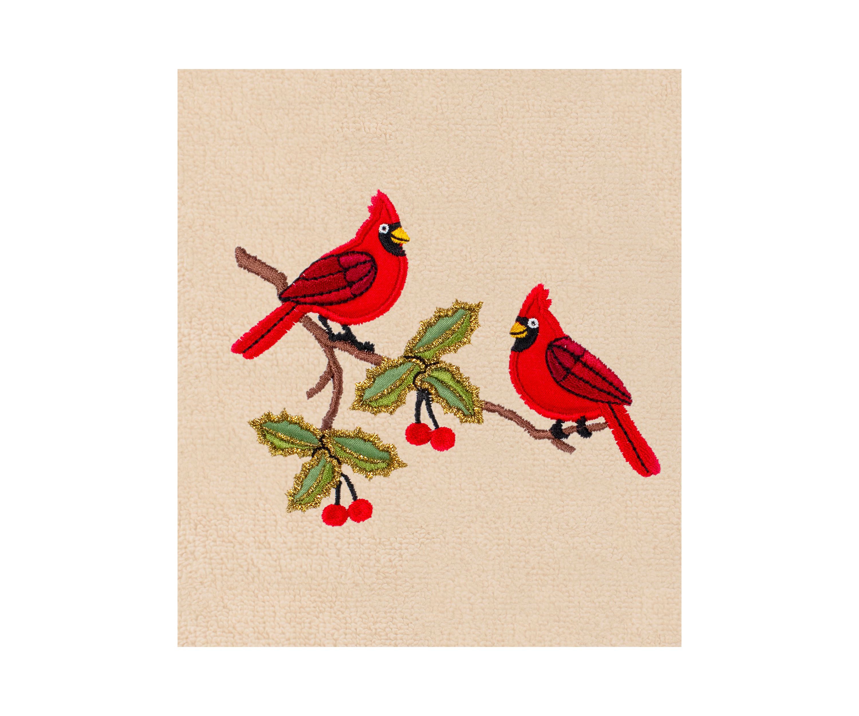 Christmas RED PAIR Embroidered Hand Towels (Set of 2)