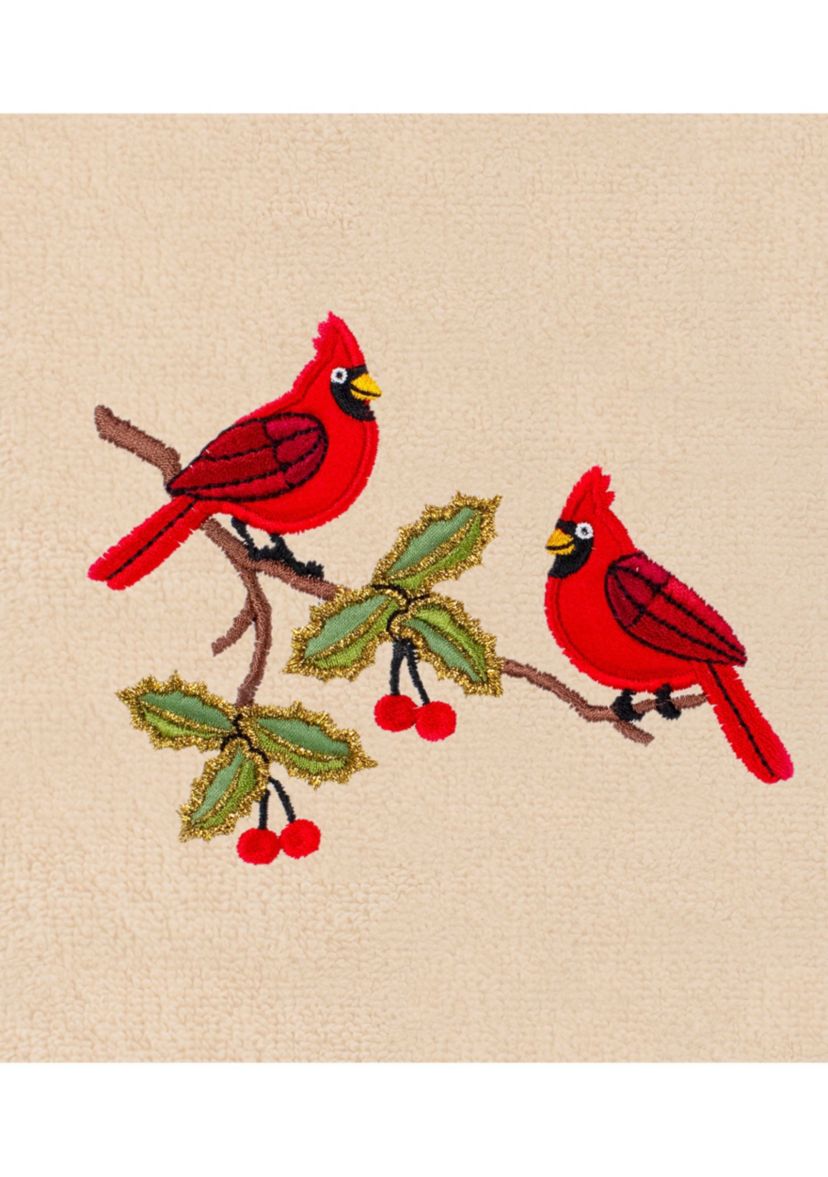 Christmas RED PAIR Embroidered Hand Towels (Set of 2)