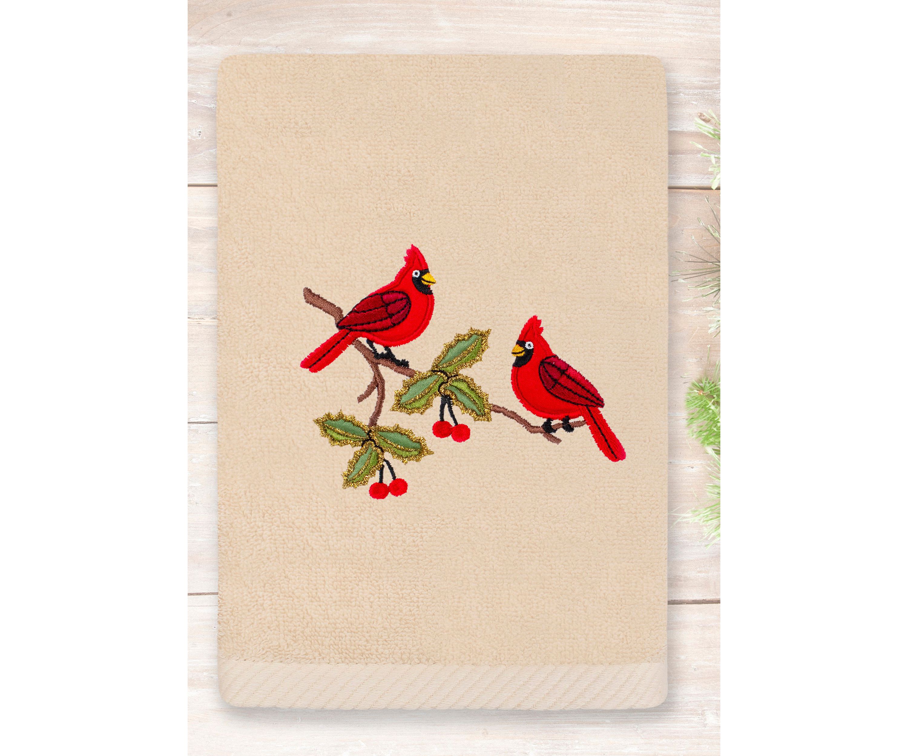 Christmas RED PAIR Embroidered Hand Towel