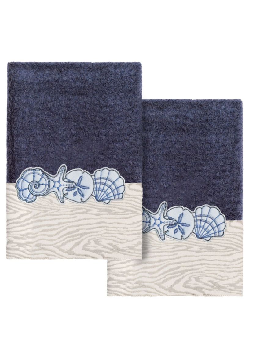 SHELL ROW 2PC Embellished Hand Towel Set