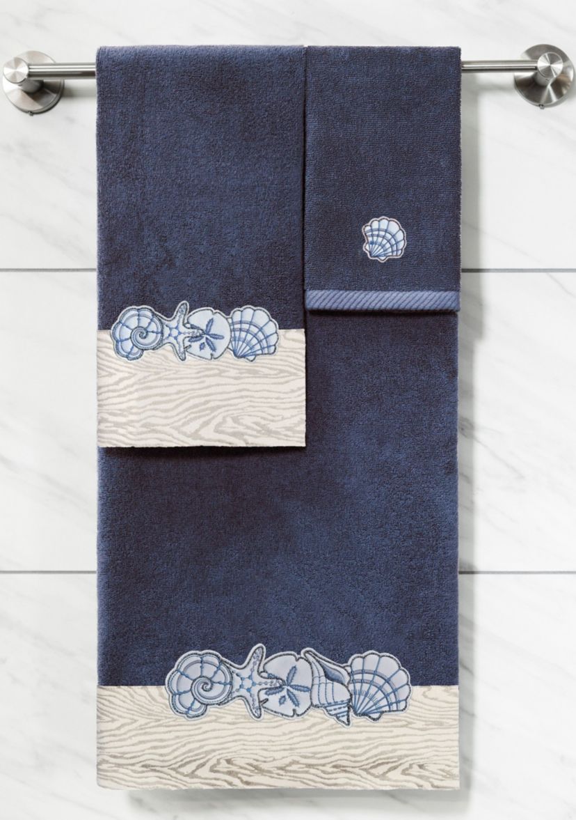 SHELL ROW 2PC Embellished Hand Towel Set