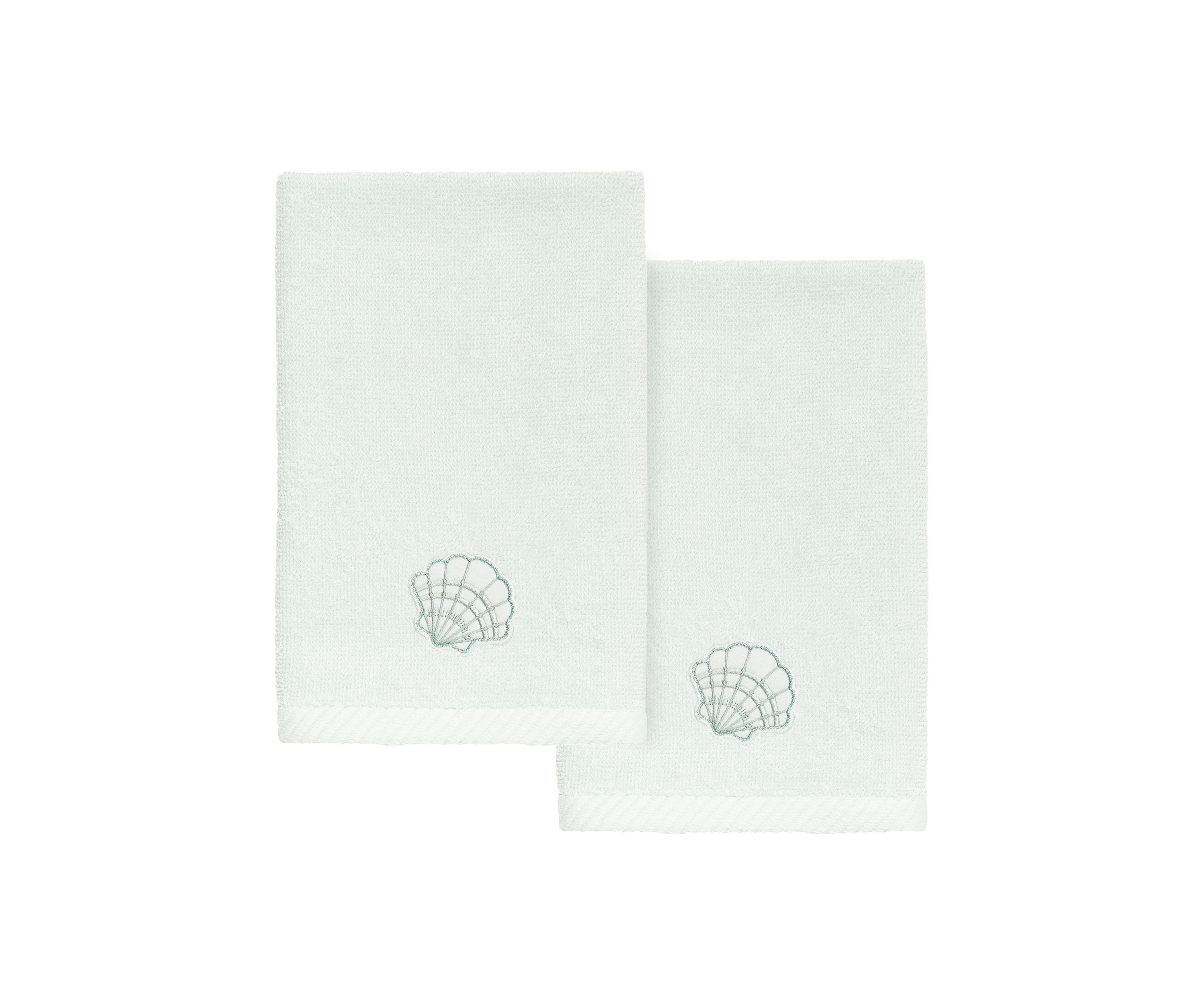SHELL ROW 2PC Embellished Fingertip Towel Set