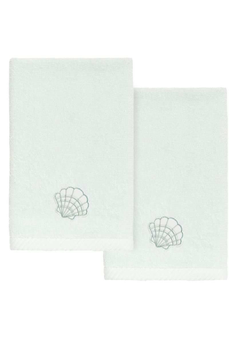 SHELL ROW 2PC Embellished Fingertip Towel Set