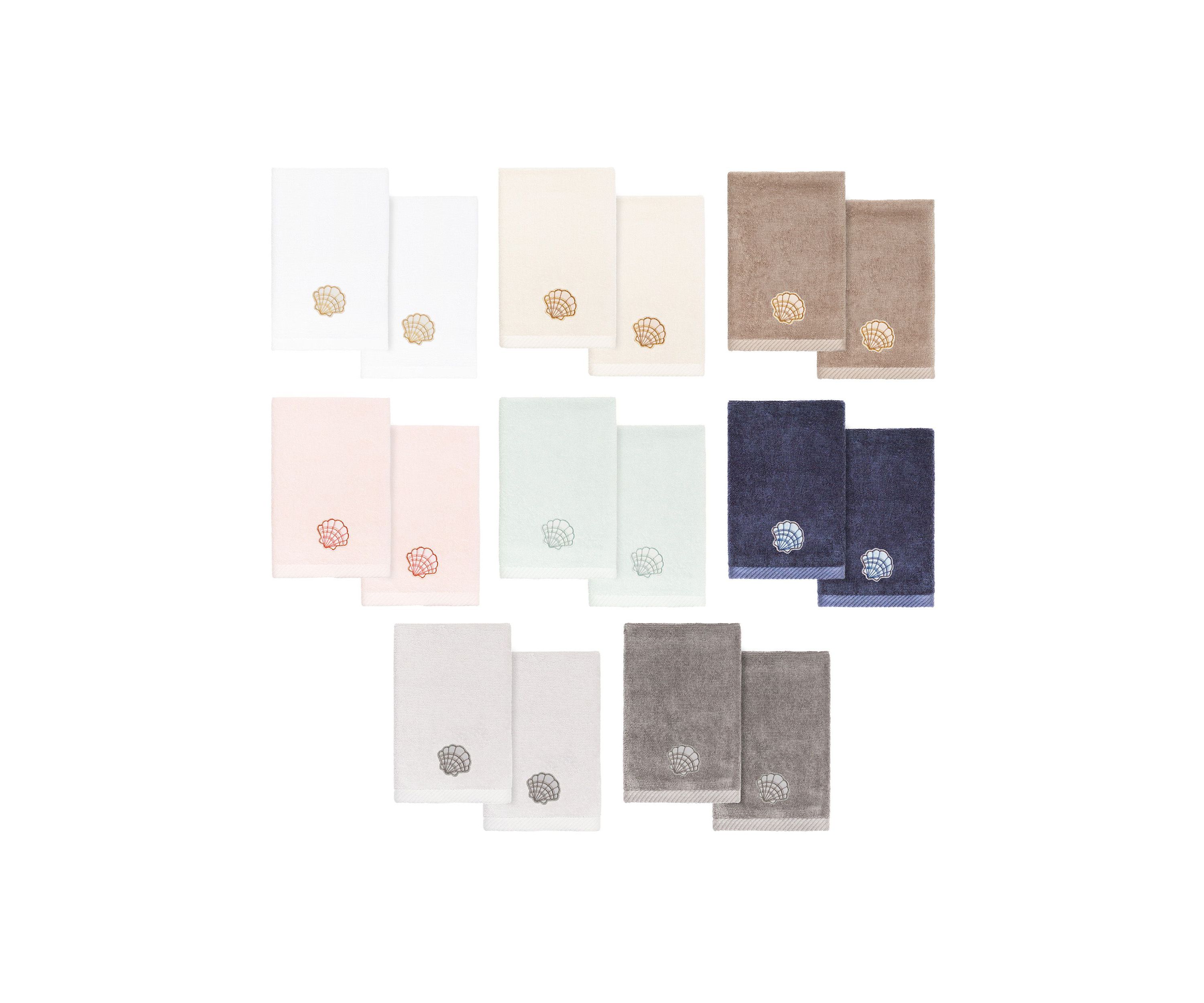 SHELL ROW 2PC Embellished Fingertip Towel Set