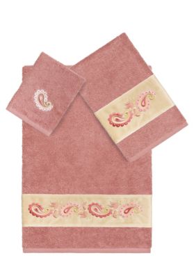 Linum Home Textiles MACKENZIE 3PC Embellished Towel Set