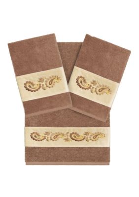 Linum Home Textiles MACKENZIE 3PC Embellished Towel Set
