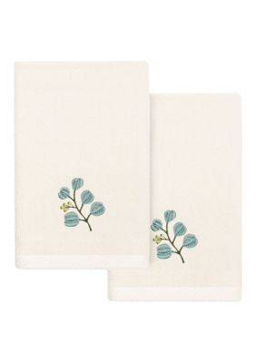 Linum Home Textiles BOTANICA 2PC Embellished Fingertip Towel Set, Beige