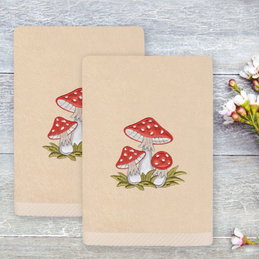 SPRING MUSHROOMS Hand Towels (Set of 2)