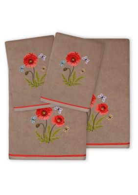 Linum Home Textiles POLLY 4PC Embellished Towel Set