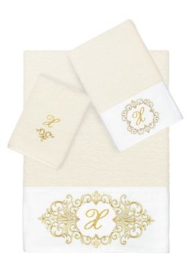 Linum Home Textiles MONICA 3PC Embellished Cream Towel Set