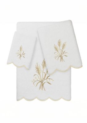 Linum Home Textiles Whitney Scallop 3PC Embellished Towel Set