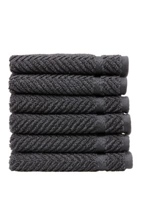 Linum Home Textiles Set of 6 Turkish Cotton Herringbone Washcloths