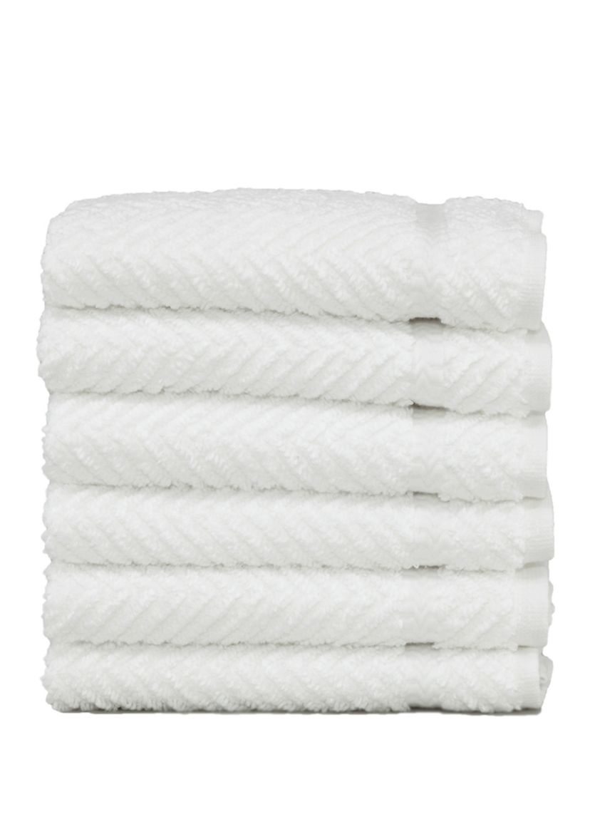 Set of 6 Turkish Cotton Herringbone Washcloths