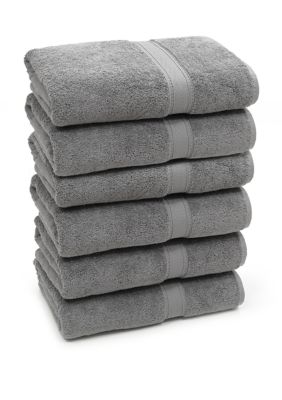 Linum Home Textiles Set of 6 Turkish Cotton Sinemis Terry Bath Towels Set, Grey